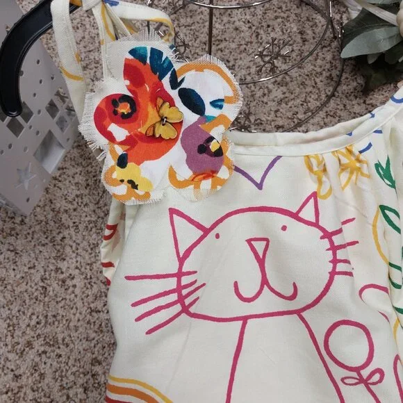 3523 Size Large Wide leg Jumpsuit In Yellow and Green Print. - Picture 3 of 4